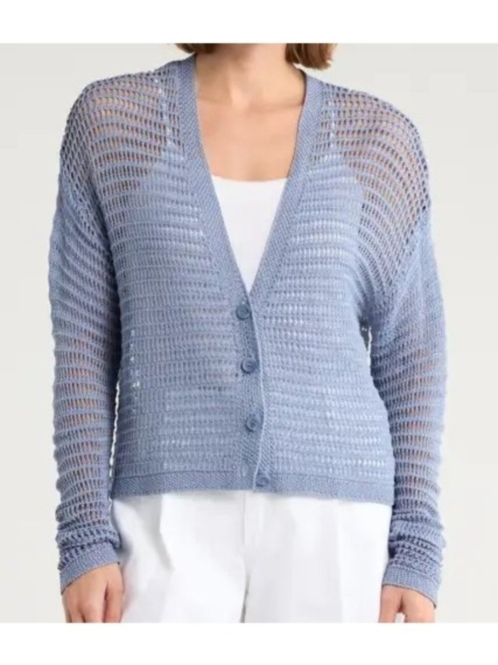 Max Studio Crochet Cardigan Chambray Blue XL New Nordstrom